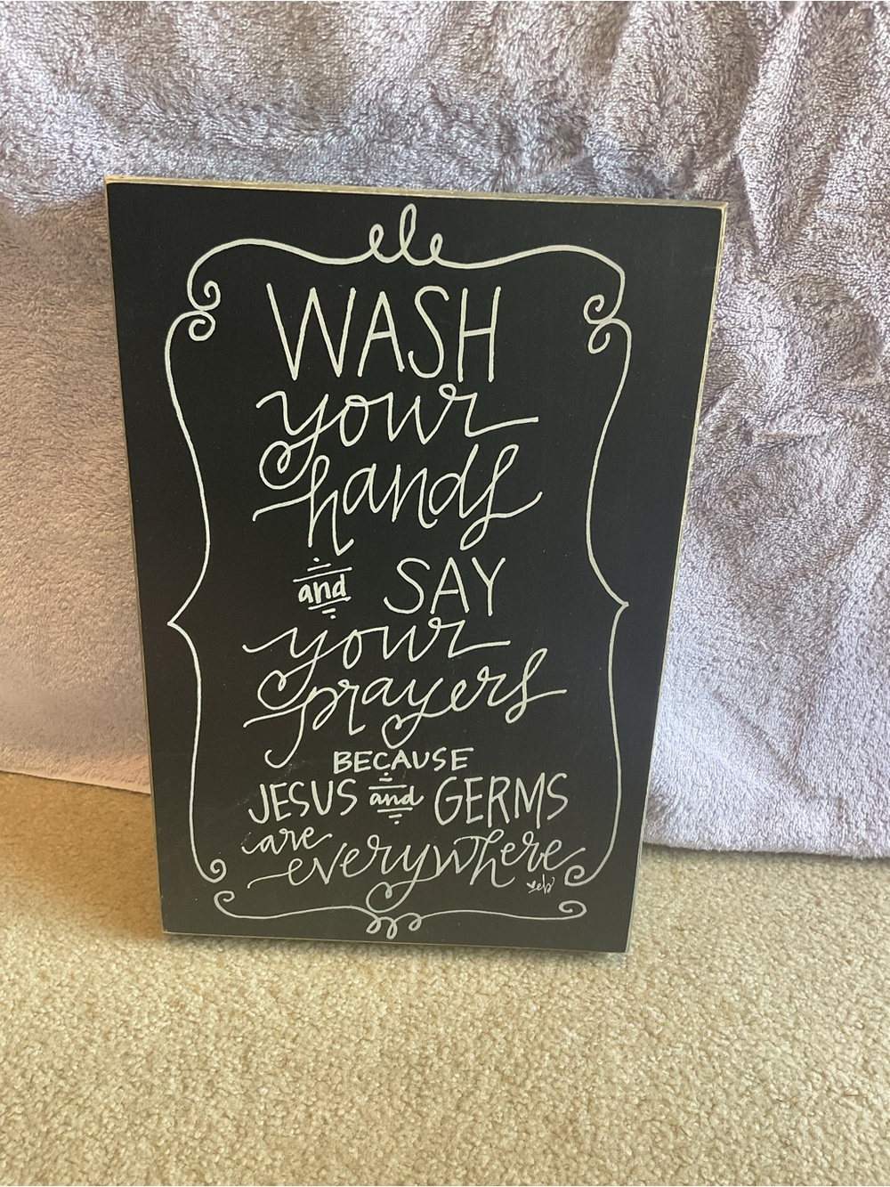 Chalkboard Style Wall Sign - Black & White "Wash Your Hands"